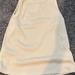 RAYE Cream Ribbed Sleeveless Tank Top